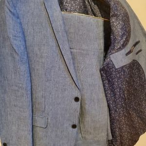 Mens linen blue suit pants